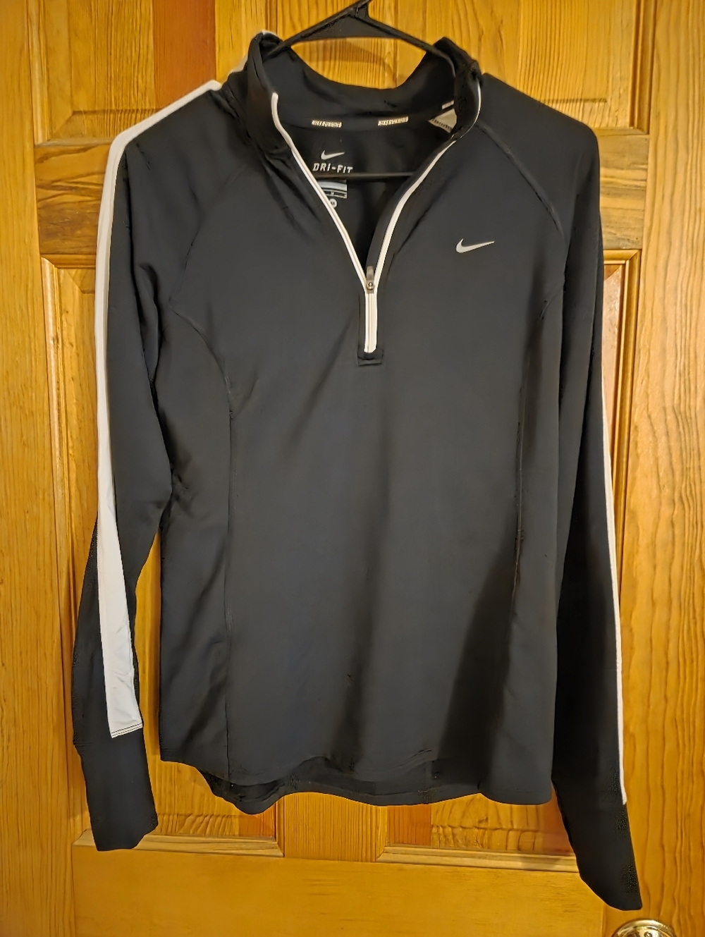 Nike Black Dri-FIT Quarter-Zip Pullover with White Stripes